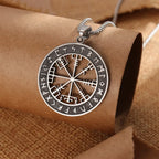 Vegvisir Kompass Halskette Wikinger Anhänger schwarz silber