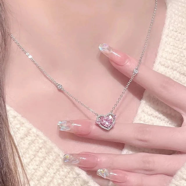 Brillantes Herz-Halskette für Damen aus echtem Silber