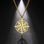 Kompass Halskette Anhänger Windrose Gold