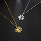 Kompass Halskette Anhänger Windrose Silber