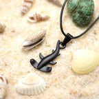 Kordelkette mit schwarzem Hammerhai-Anhänger