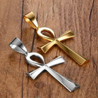 Halskette ägyptisches Kreuz Anhänger silber gold