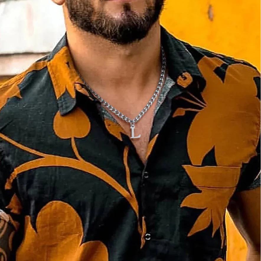 Herrenhalskette mit personalisiertem Initial-Anhänger l