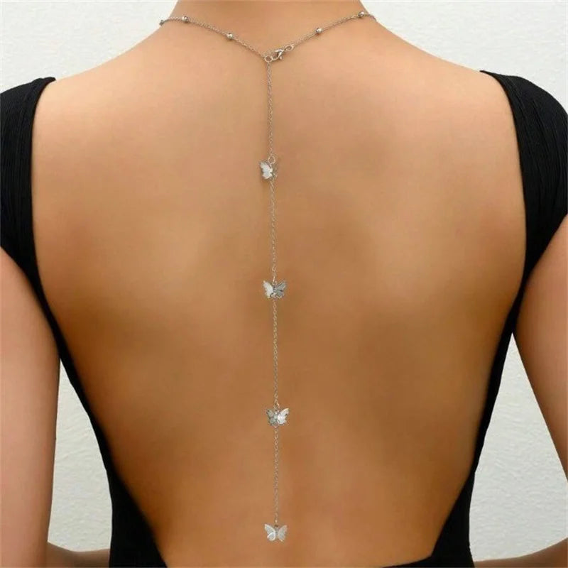 Schmetterlings-Rückenkette - Rückenkette für Damen Silber