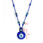 Kordelkette mit großem blauem Augenanhänger