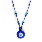 Kordelkette mit großem blauem Augenanhänger