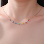 Schutzkette mit Anhänger aus 7-Chakra-Steinen für Frauen in Silber