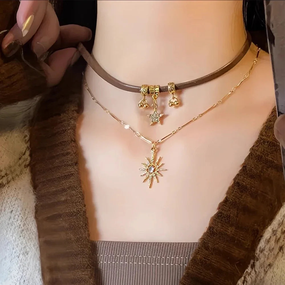 Doppelanhänger Halskette Sonne