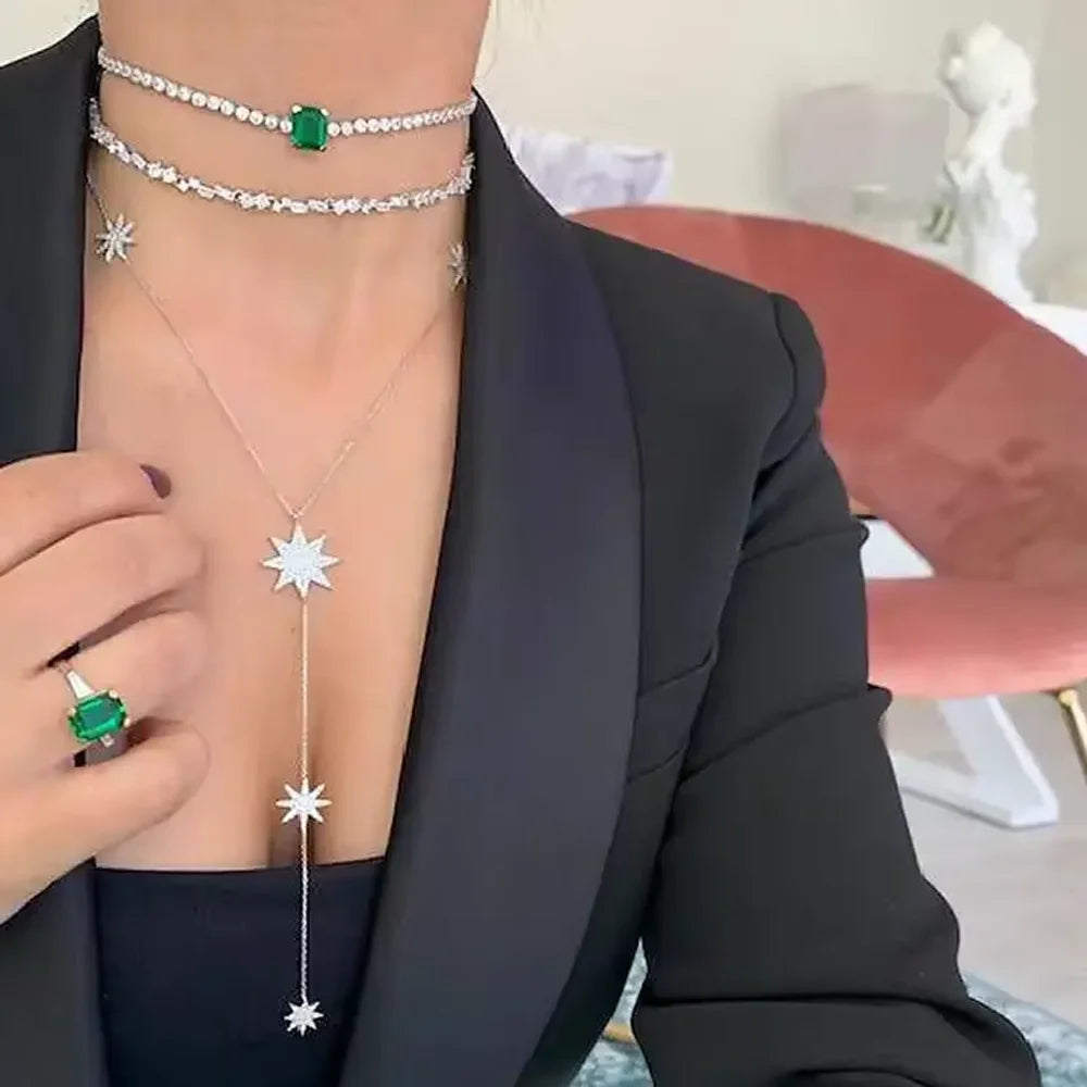 Y-Halskette - Stern-Dekolleté-Kette für Damen Silber