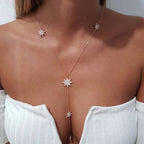 Y-Halskette - Stern-Dekolleté-Kette für Damen Silber