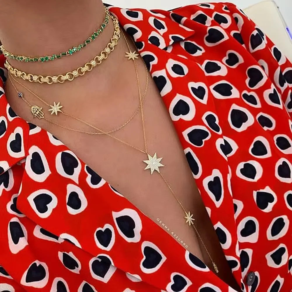 Y-Halskette - Stern-Dekolleté-Kette für Damen Gold