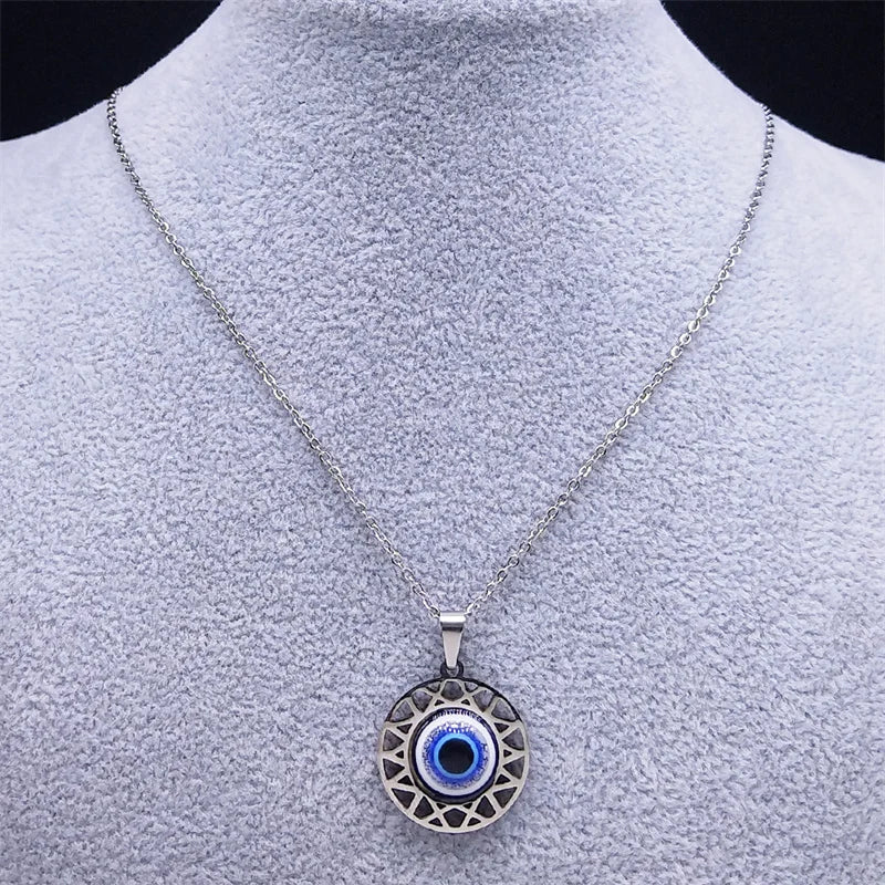 Halskette und Ohrringe mit türkischem blauem bösem Auge Anhänger Halskette