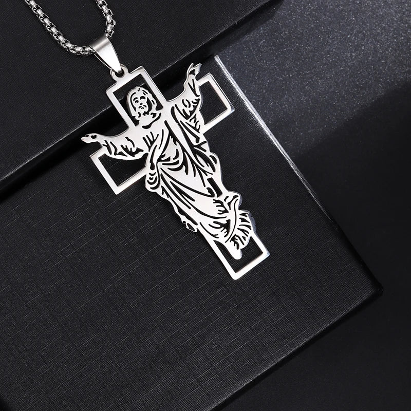 Halskette und Anhänger Kreuz des Heiligen Benedikt Jesus Stil E