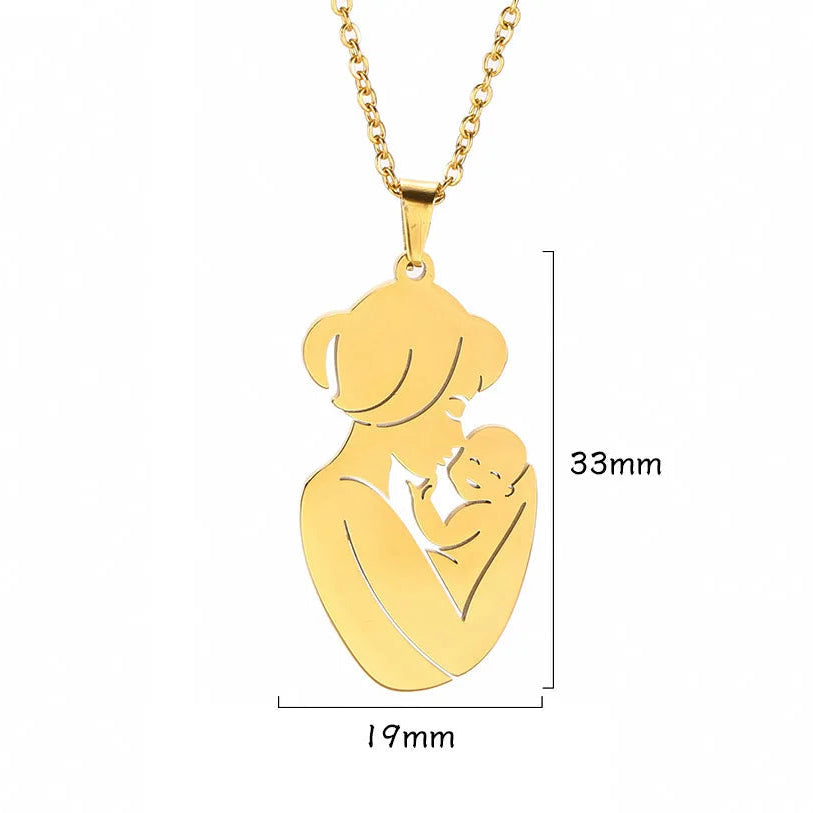 Halskette mit ihrem Anhänger „Mama und ihr Baby“