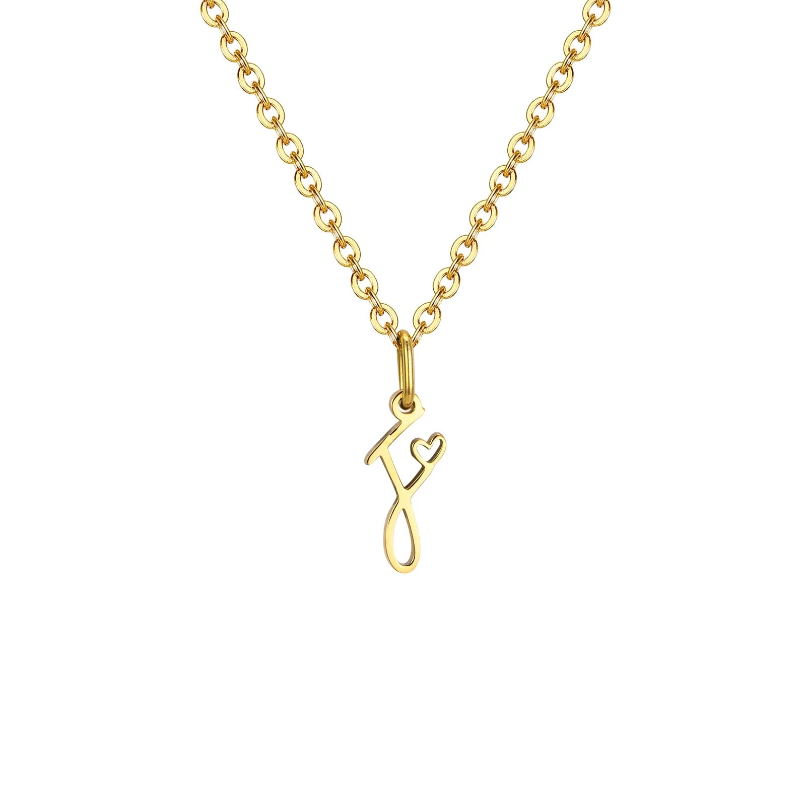Damen-Halskette mit Buchstaben-Anhänger Initiale und Herz f