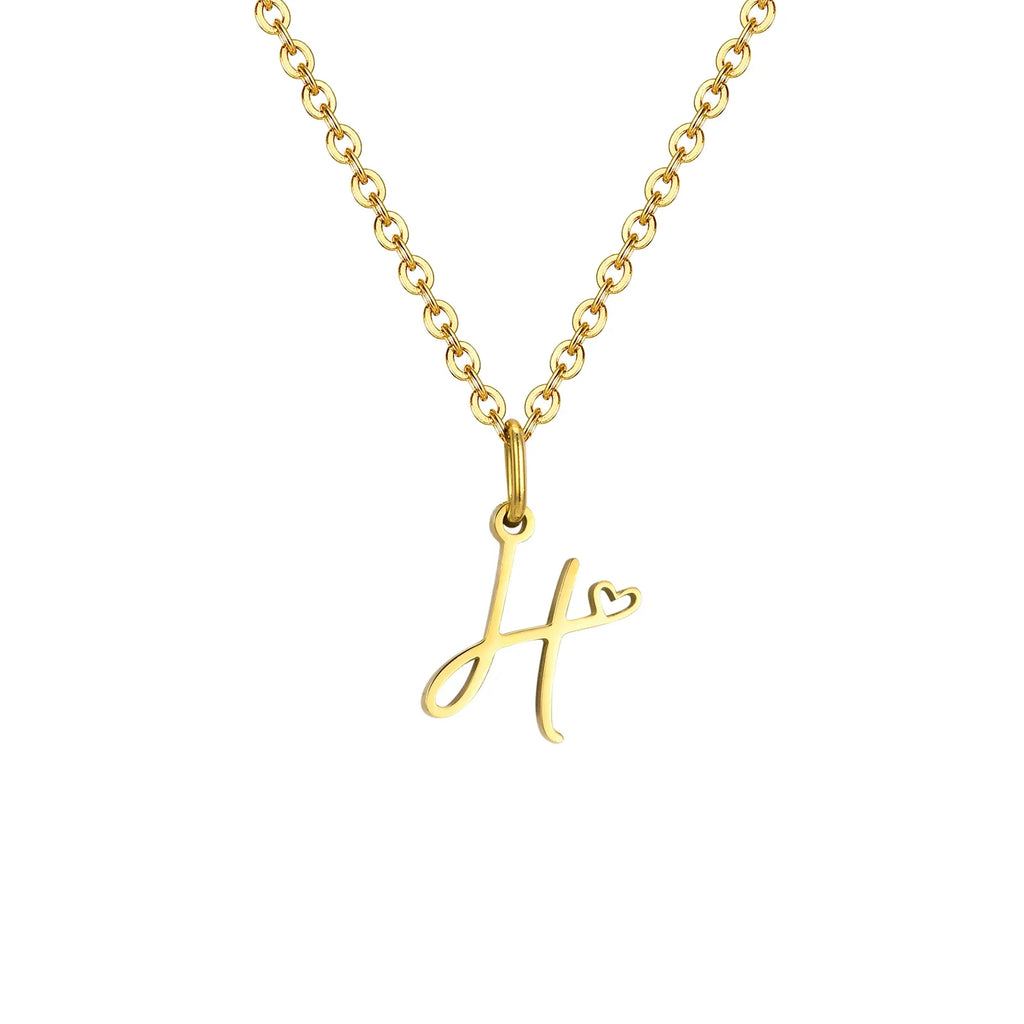 Damen-Halskette mit Buchstaben-Anhänger Initiale und Herz h