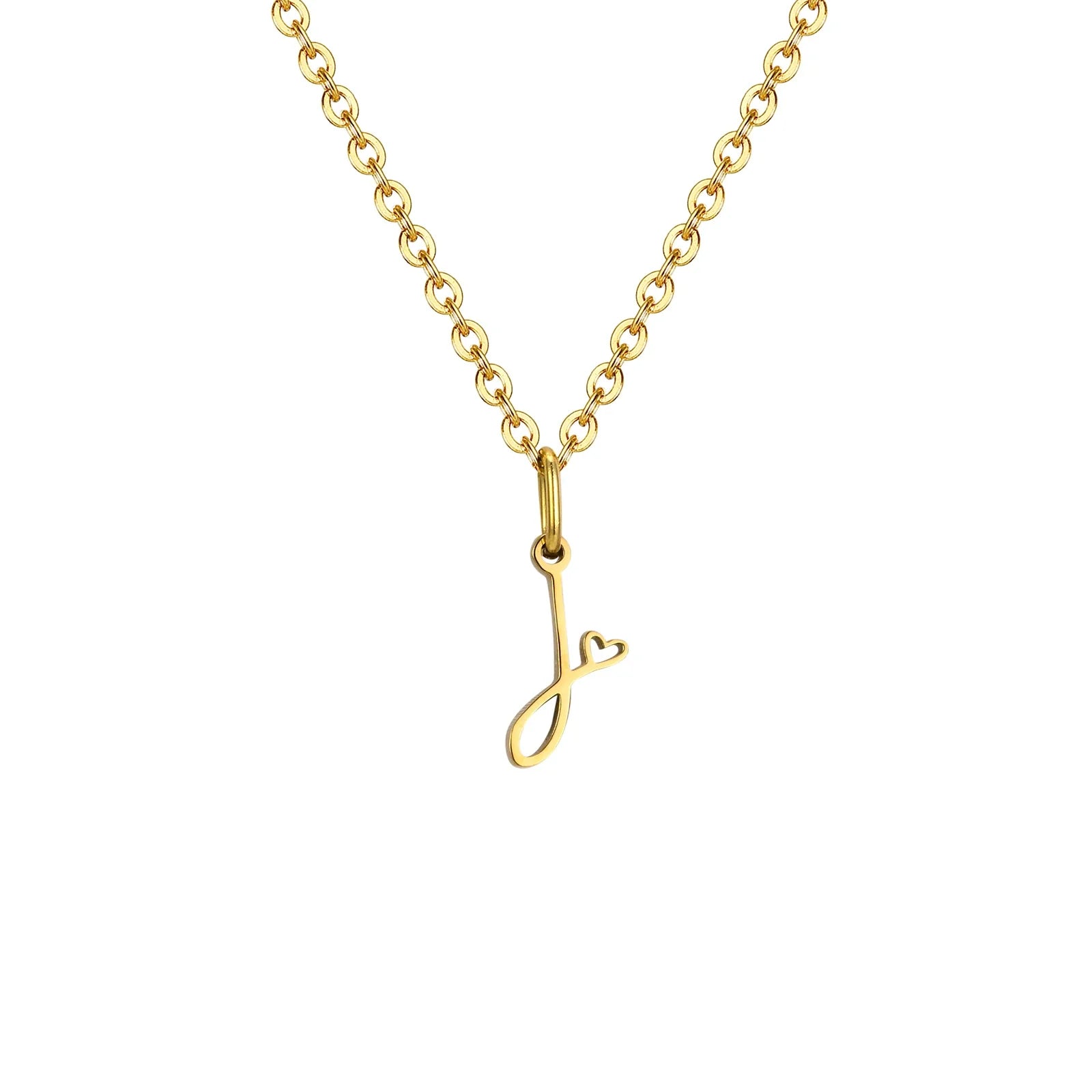 Damen-Halskette mit Buchstaben-Anhänger Initiale und Herz j