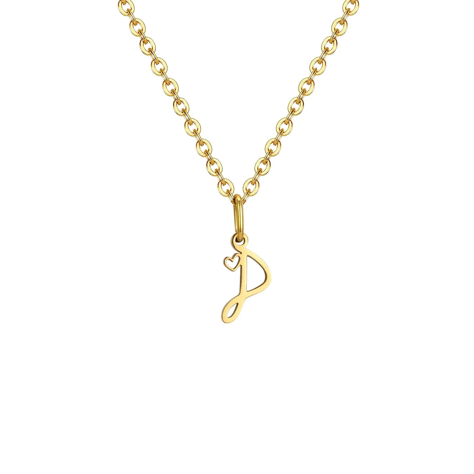 Damen-Halskette mit Buchstaben-Anhänger Initiale und Herz d