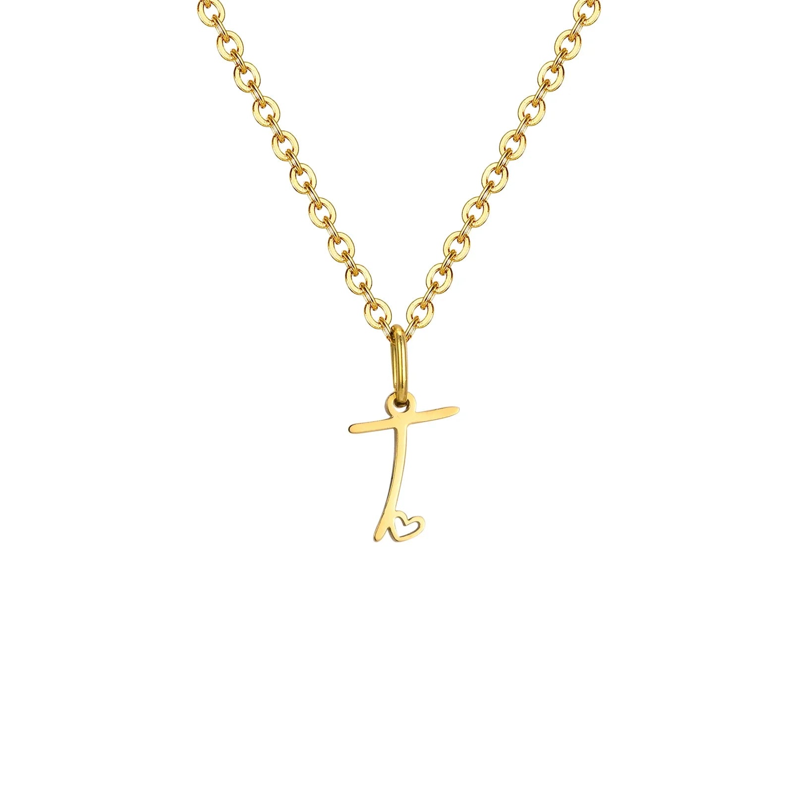 Damen-Halskette mit Buchstaben-Anhänger Initiale und Herz t