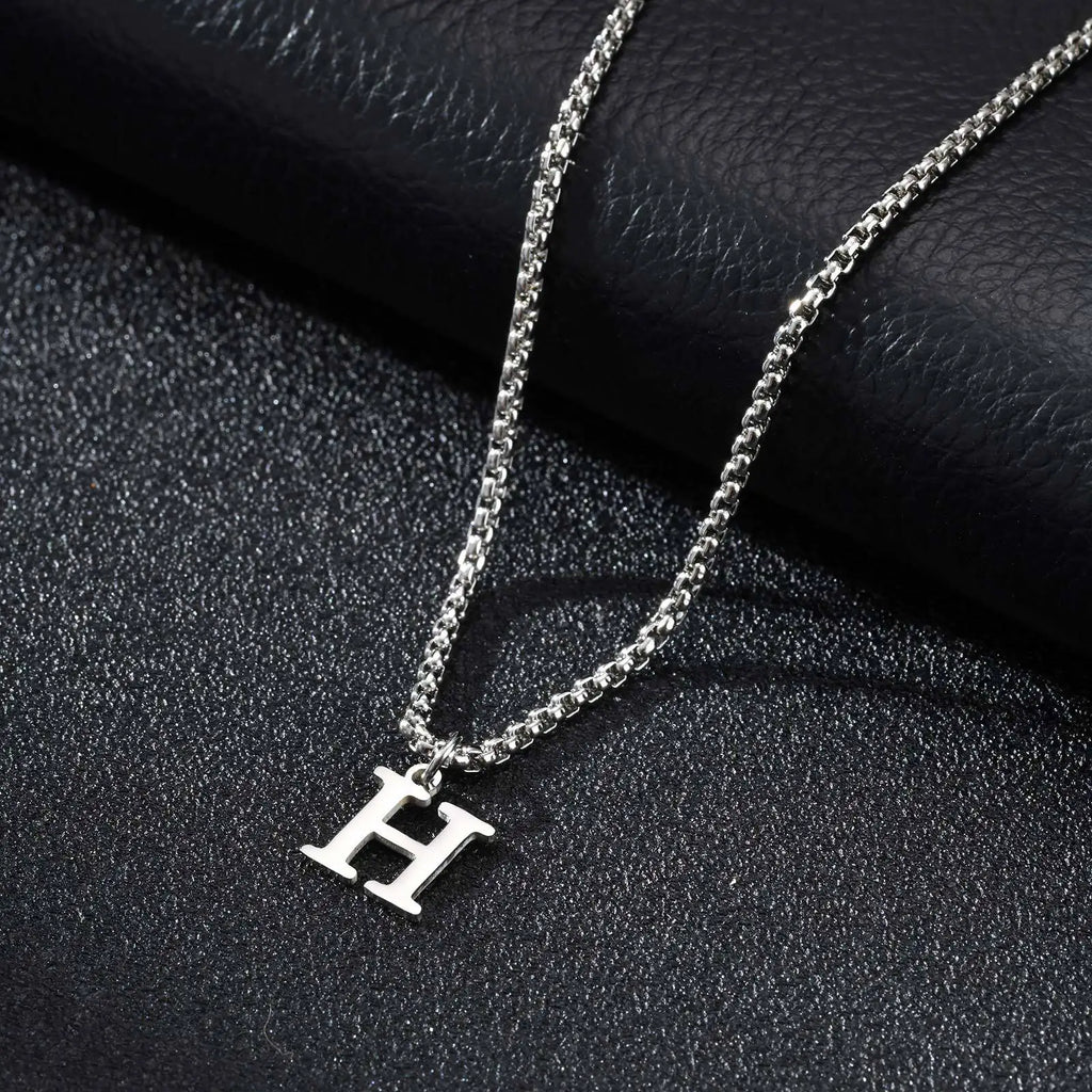 Herren-Halskette mit Initialen-Anhänger H