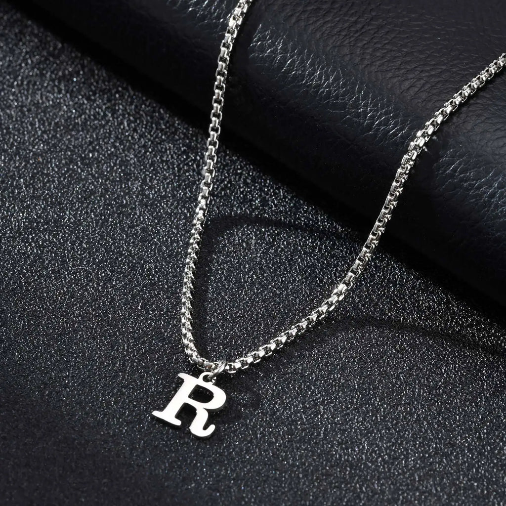 Herren-Halskette mit Initialen-Anhänger R