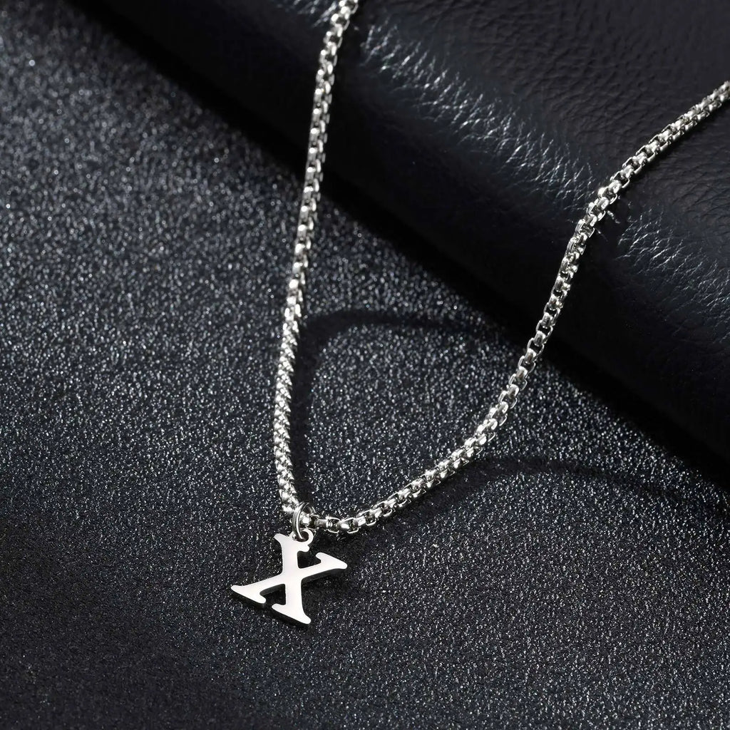Herren-Halskette mit Initialen-Anhänger X