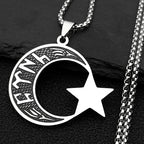 Halskette für Herren "türk" in Göktürk-Runen: Mondsichel und Stern in Silber