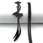 Schwarze Halskette mit <span data-glossary-id="pendant">Anhänger</span> Schwert von Ali Zulfikar arabisch islamisch muslimisch