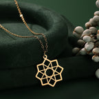 Halskette Oktagramm Anhänger Mandala Heilige Geometrie gold