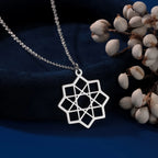Halskette Oktagramm Anhänger Mandala Heilige Geometrie silber