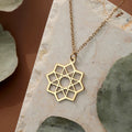 Halskette Oktagramm Anhänger Mandala Heilige Geometrie gold