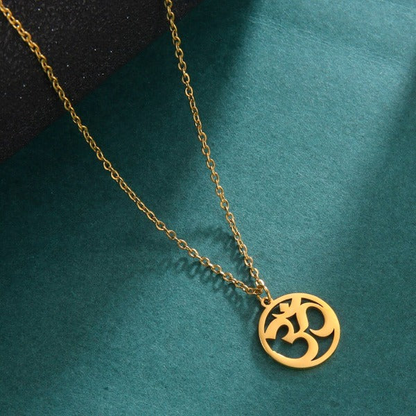 Buddhistische Om Halskette Gold