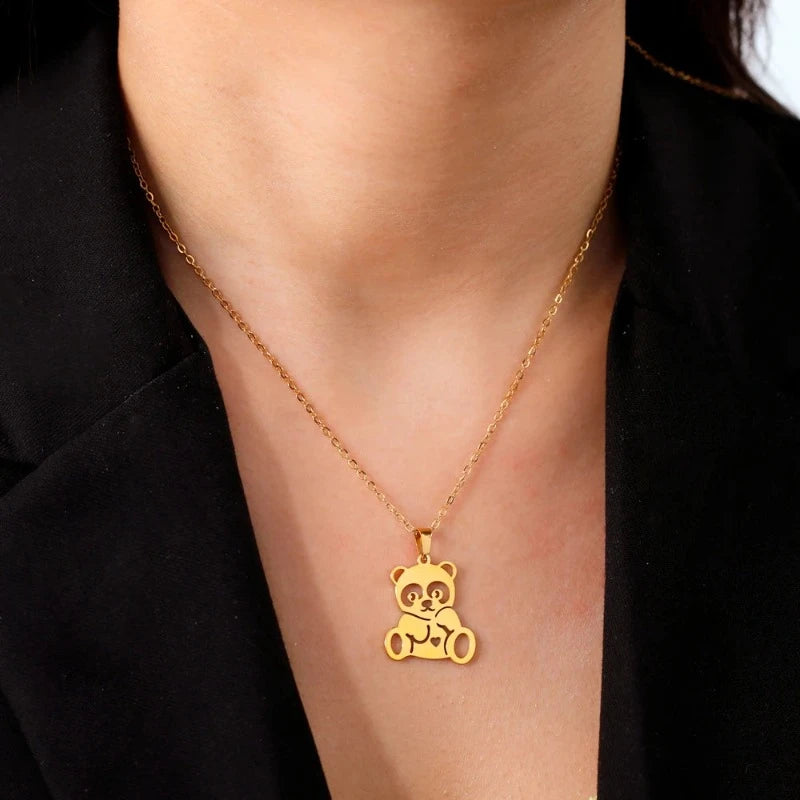 Niedliche Panda Halskette Gold