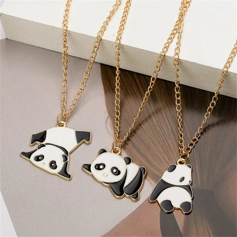 Panda Halsketten Anhänger Gold 3er Pack