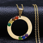 Halskette Anhänger 7 Chakren Heilige Blume Natürliche Steine Kette Mann Frau 3 gold