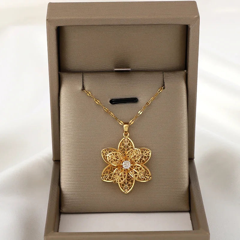 Anhänger Halskette mit hübscher drehbarer Anti-Stress-Blume