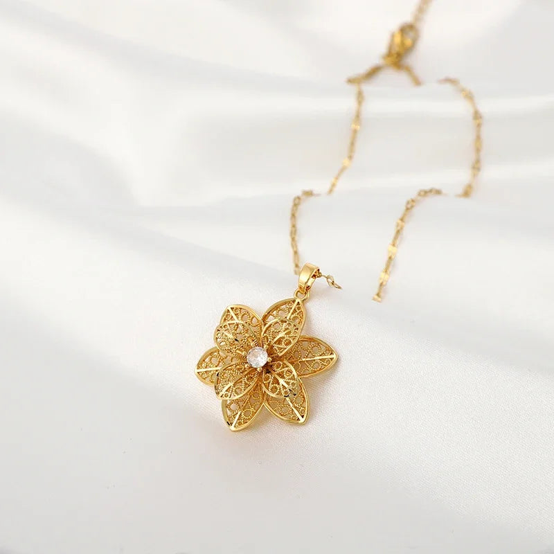 Anhänger Halskette mit hübscher drehbarer Anti-Stress-Blume
