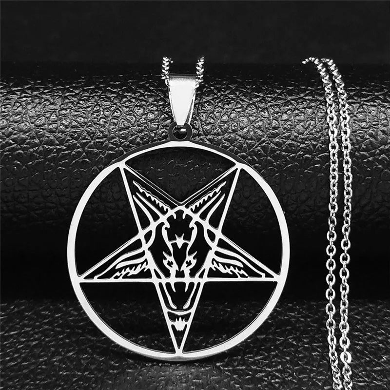 Halskette Anhänger Baphomet Satan Gothic Silber