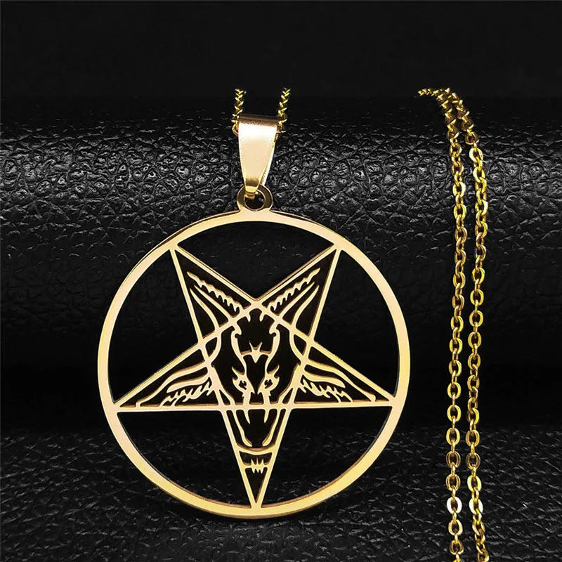 Halskette Anhänger Baphomet Satan Gothic Gold