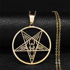 Halskette Anhänger Baphomet Satan Gothic Gold