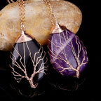 Halskette Anhänger Kugel Natürlicher Stein Lebensbaum