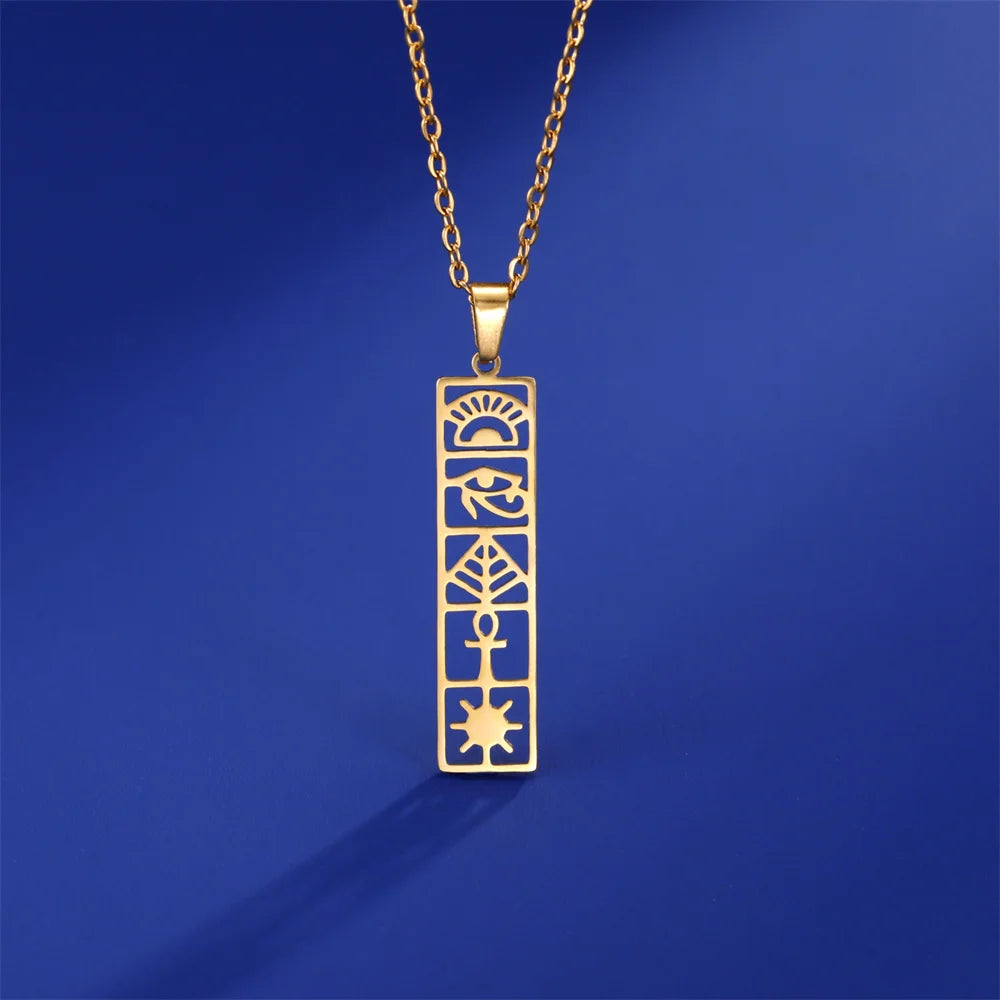 Halskette Anhänger Kartusche Hieroglyphen Ägypten Gold Stil 1