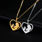 Halskette mit Katzenanhänger & Herrin Silber und Gold