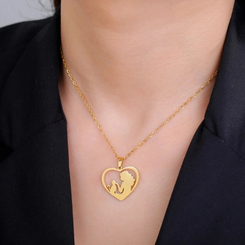 Halskette mit Katzenanhänger & Herrin Gold