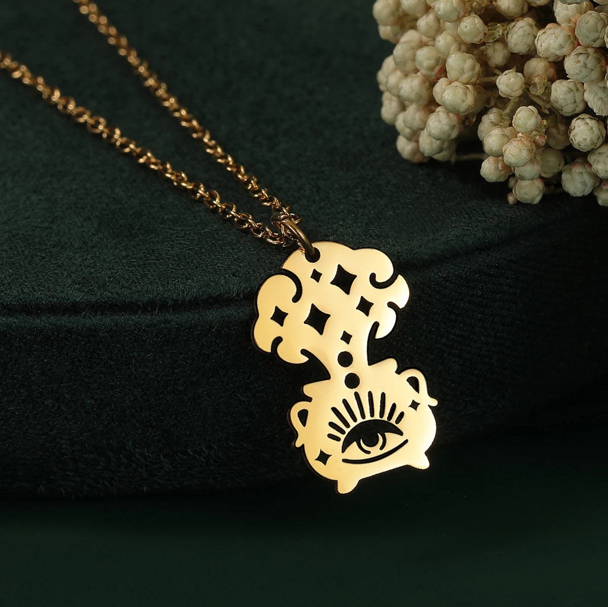 Kette Anhänger Hexenkessel Hexerei Wicca gold