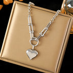 Halskette mit Herzanhänger, Choker, Silber