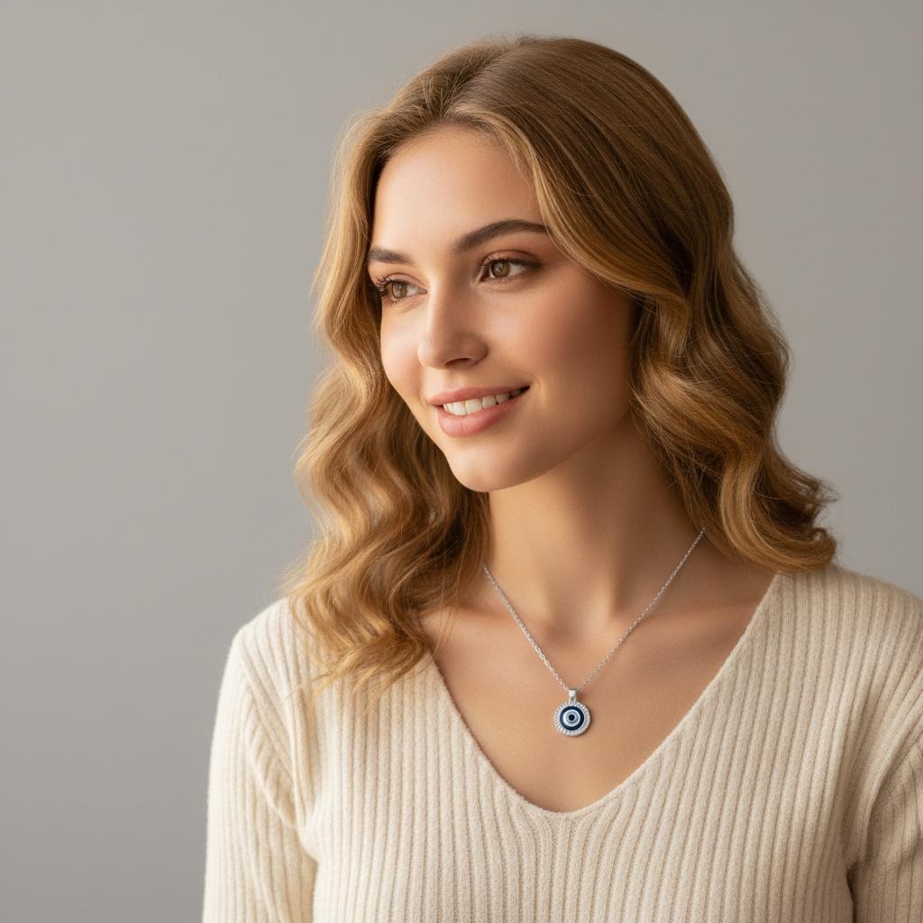 Anhänger Halskette gegen das böse Auge Blau Griechisch Türkisch Matiasma Mataki 