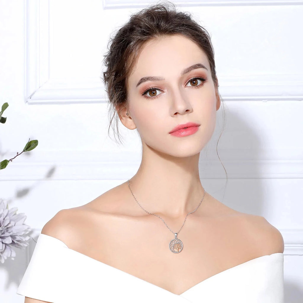Elegante Lebensbaum-Anhänger-Halskette für Damen