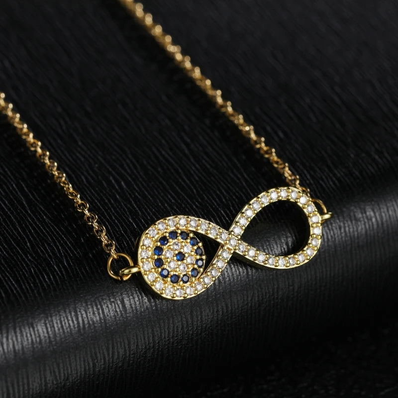 Anhänger Halskette mit Zirkonia Unendlichkeitssymbol
