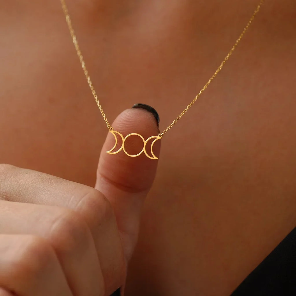 Halskette Anhänger Frau Dreifachmond Hexerei Wicca